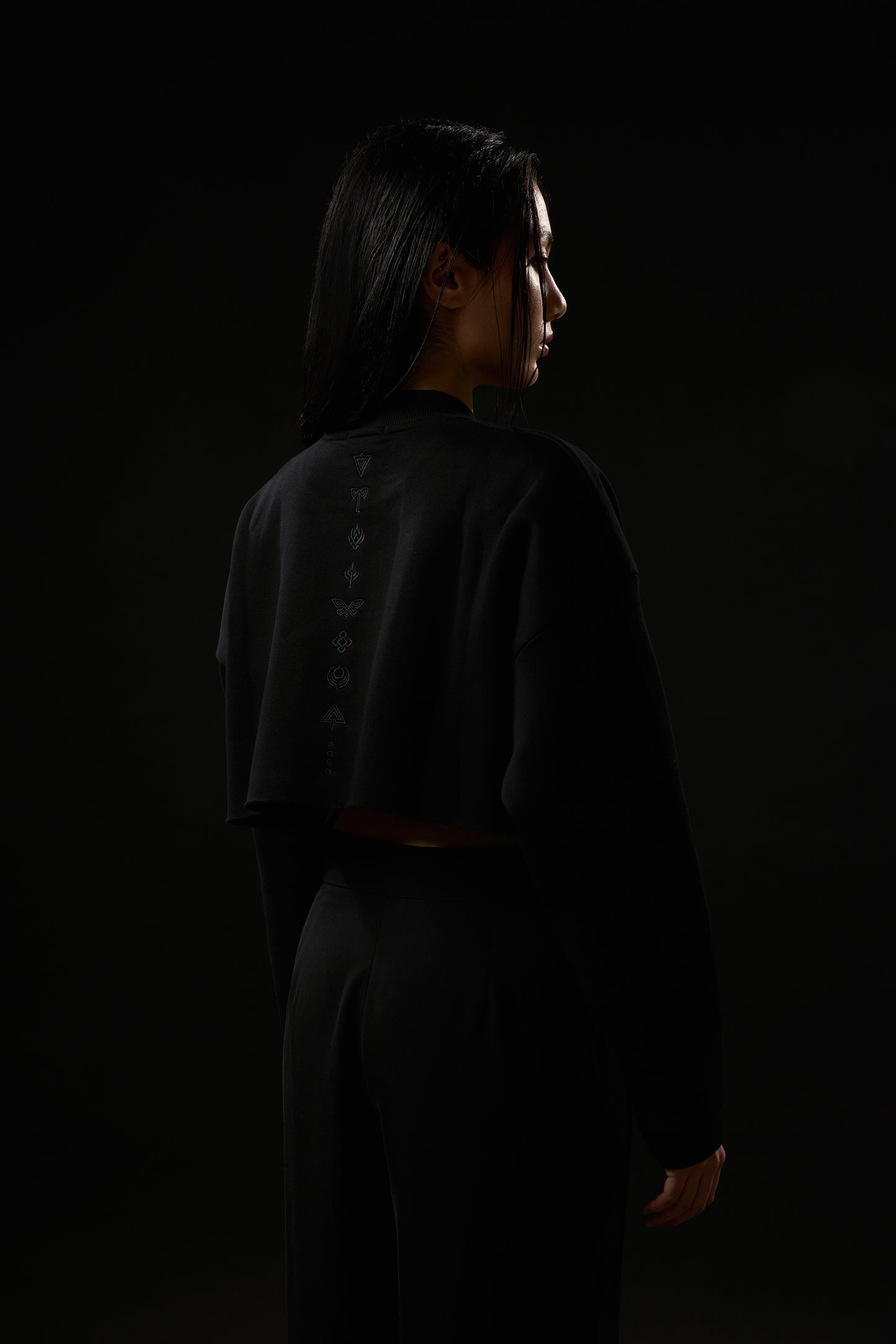 Oversized Cropped Sweatshirt — Omen Sigils (Shadows Edition)